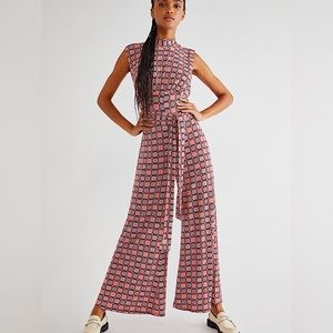 Free People Vibe Check One-piece Jumpsuit - Retro Red Combo Rare